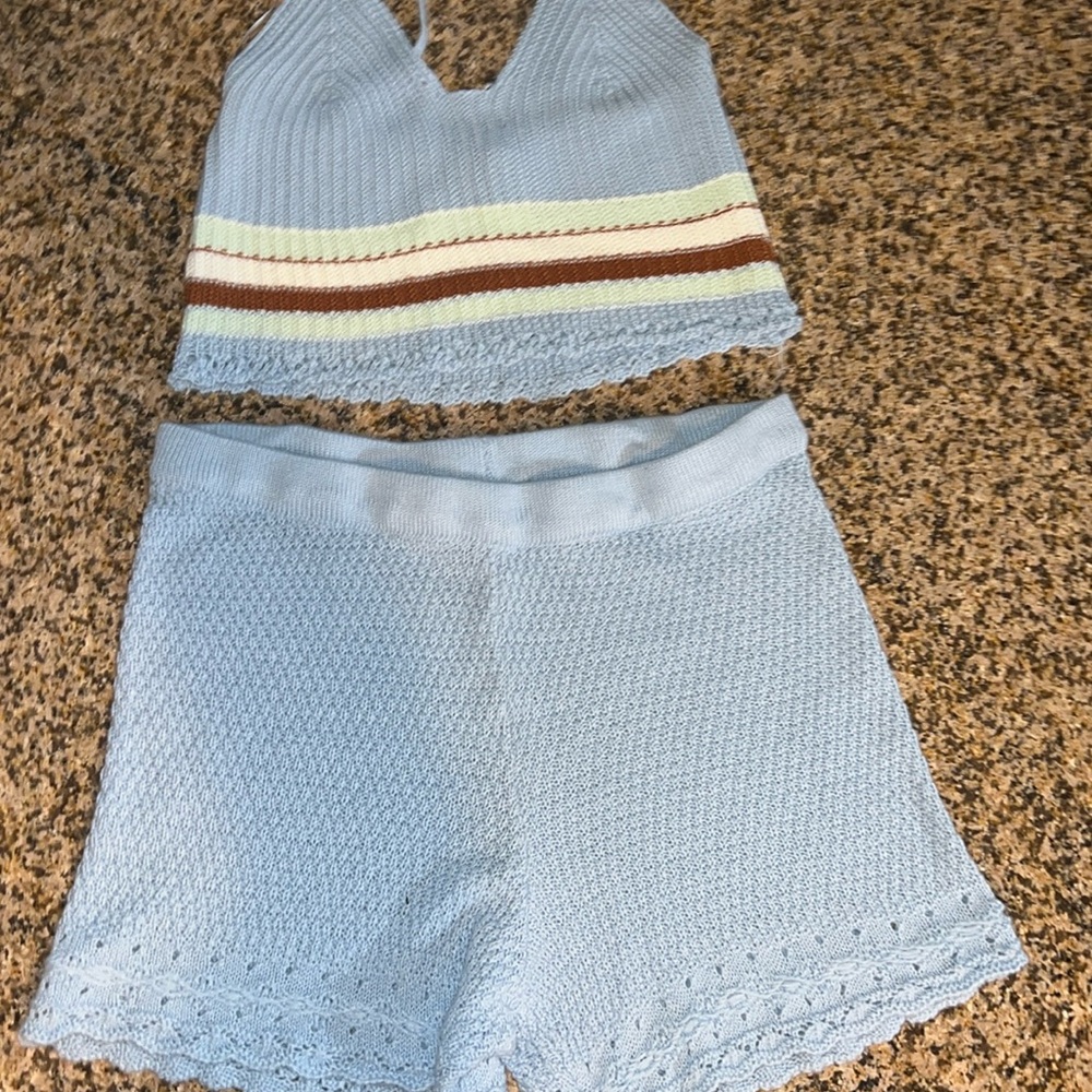 Two-piece crochet short set